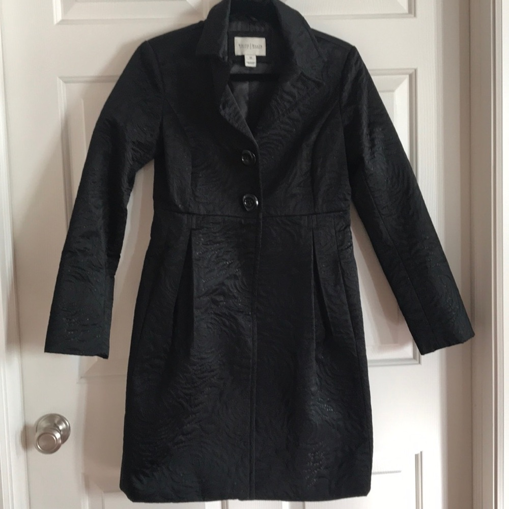Adorable quilted black satin coat